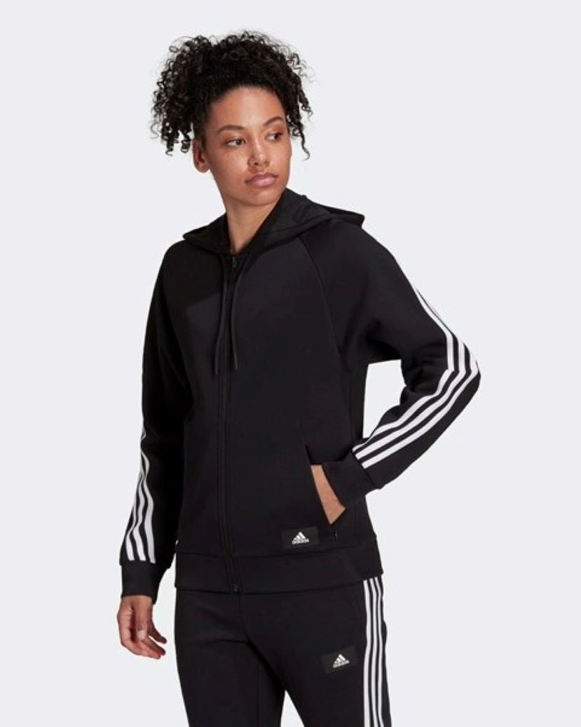 Adidas Womens Future Icons 3 Stripes Hooded Jacket Black/White