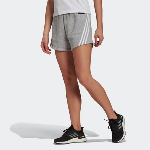 Adidas Womens Future Icons 3 Stripes Shorts Medium Grey Heather/White