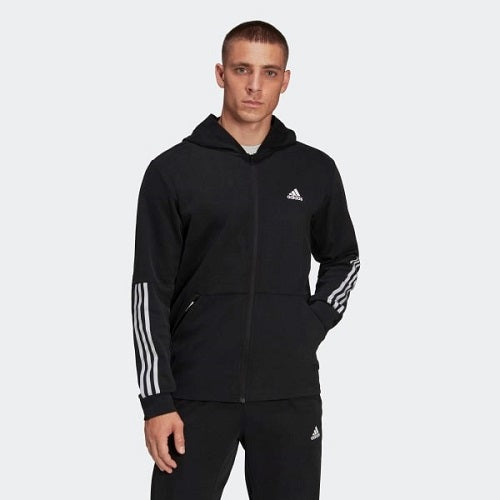 Adidas Mens Motion Hooded Jacket Black/White