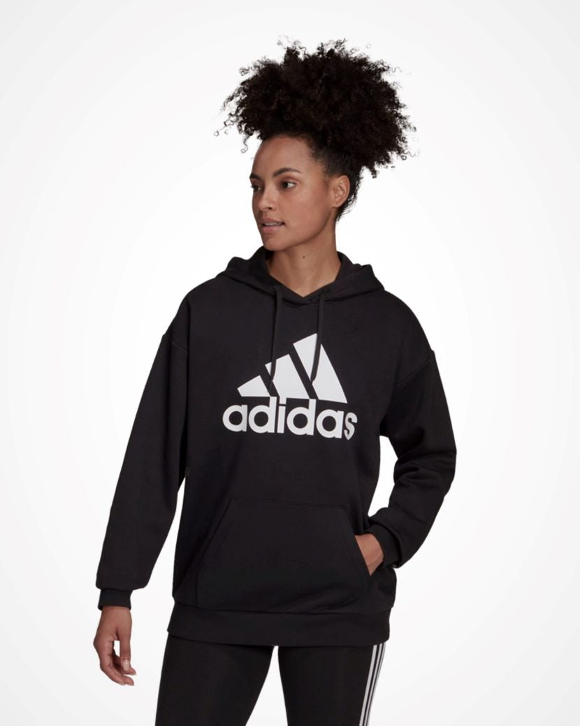 Adidas Womens Boyfriend Logo Fleece Hoodie Black/White