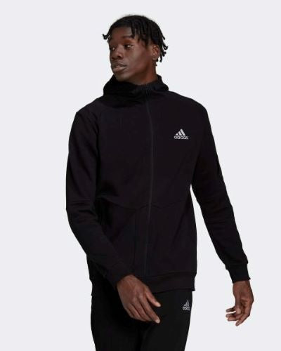 Adidas Mens Gameday Hooded Jacket Black