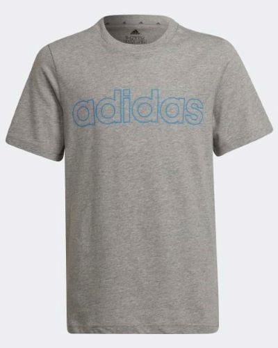 Adidas Kids Linear Tee Medium Grey Heather/Bright Blue