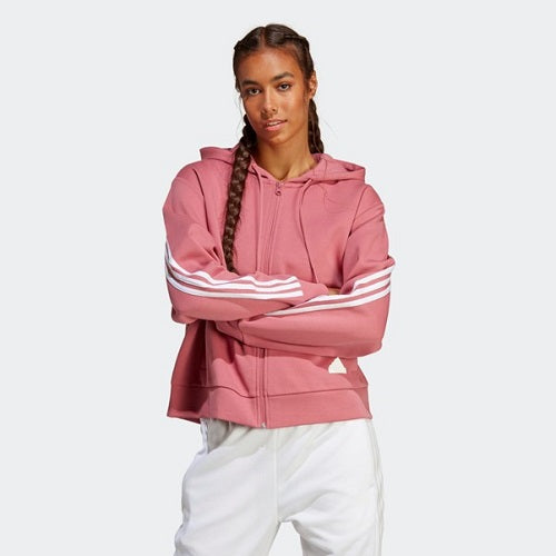 Adidas Womens Future Icons 3 Stripes Hooded Jacket Pink Strata