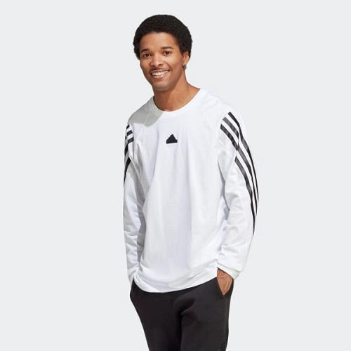 Adidas Mens Future Icon 3 Stripes Long Sleeve Top White
