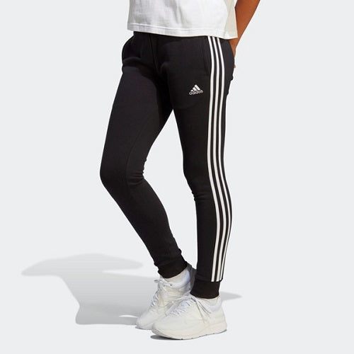 Adidas Womens Fleece 3 Stripes French Terry Cuffed Pant Black/White