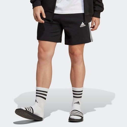 Adidas Mens 3 Stripes French Terry Short Black/White