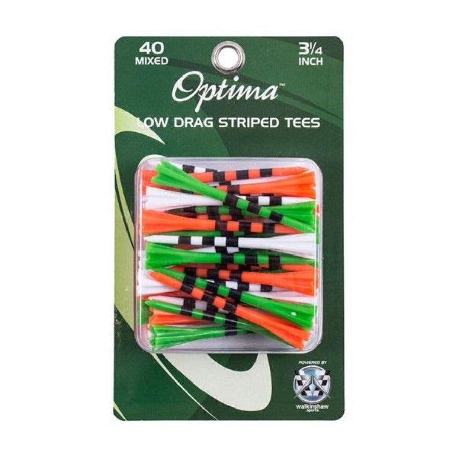 Optima High Low No Resistance Mixed Striped 3/14 Golf Tees 40 Pack