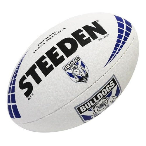 Steeden NRL Team Supporter Ball White Size 5 Bulldogs