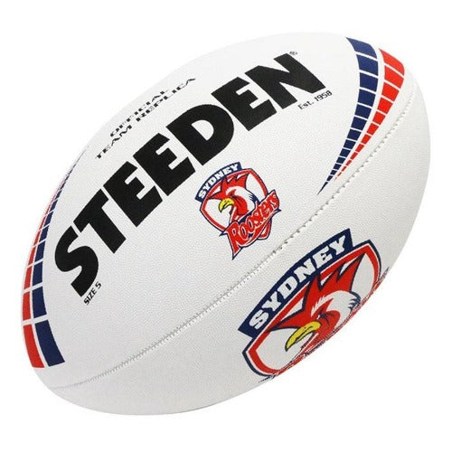 Steeden NRL Team Supporter Ball White Size 5 Roosters
