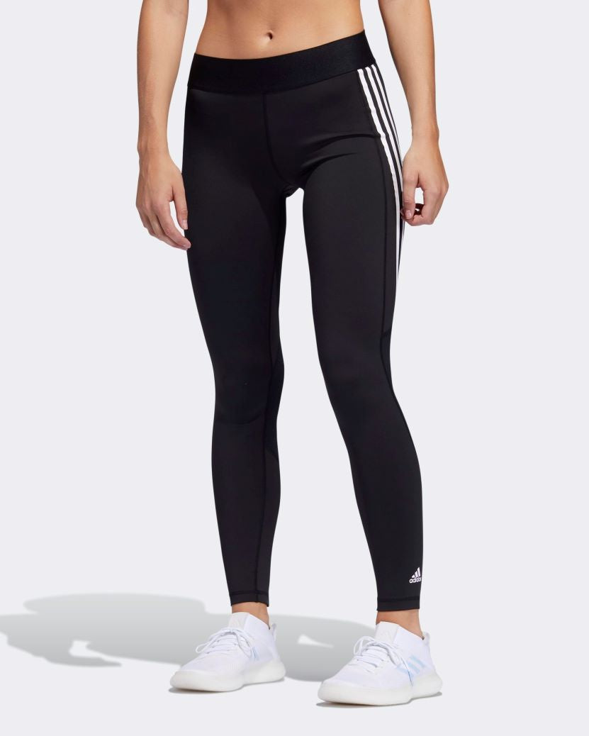 Adidas Womens Full Length Tight Alphaskin 3 Stripe Long Black/White