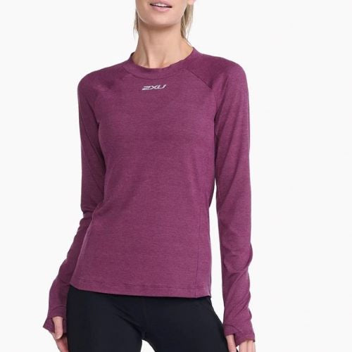 2XU Womens Ignition Base Layer Long Sleeve Top Beet Marle/Silver