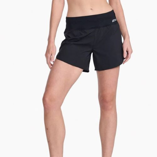 2XU Womens Aero 5 Inch Shorts Black/Silver Reflective